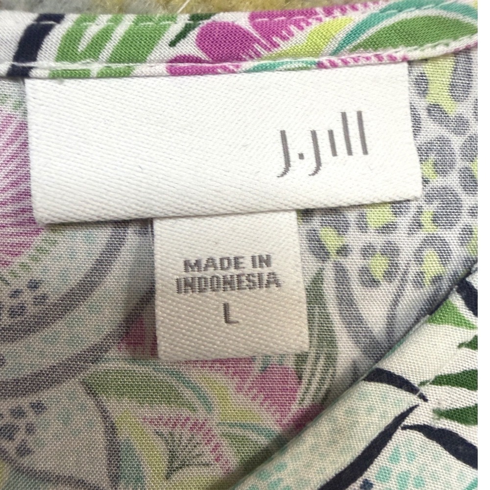 J Jill Floral Sleeveless Shift Dress Pockets Resortwear Tropical Beach Womens L - Picture 6 of 15